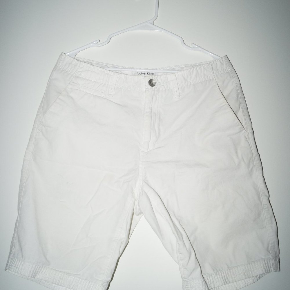 Calvin Klein white jean Bermuda shorts man